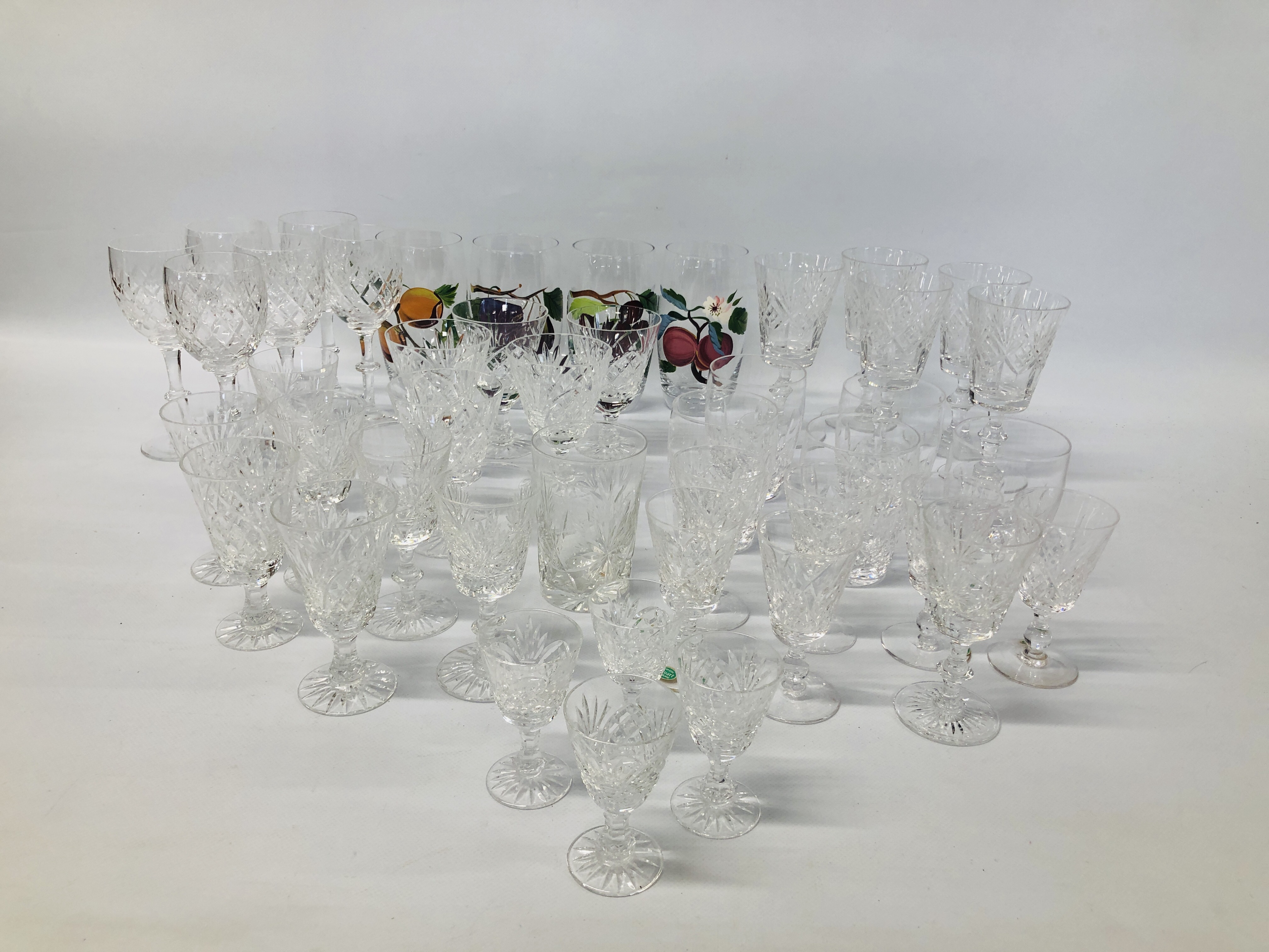 COLLECTION OF GOOD QUALITY CUT GLASS CRYSTAL DRINKING VESSELS ALONG WITH A SET OF 4 HAND PAINTED - Image 2 of 11
