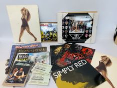 COLLECTION OF MUSIC MEMORABILIA TO INCLUDE IRON MAIDEN MIRROR, TINA TURNER CONCERT BROCHURES,
