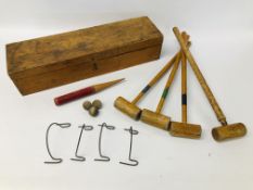 VINTAGE WOODEN CHILD'S CROQUET SET