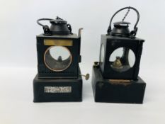 2 X VINTAGE RAILWAY LAMPS "WELCH PATENT" ST OLAVES SB JUNG & ST OLAVES