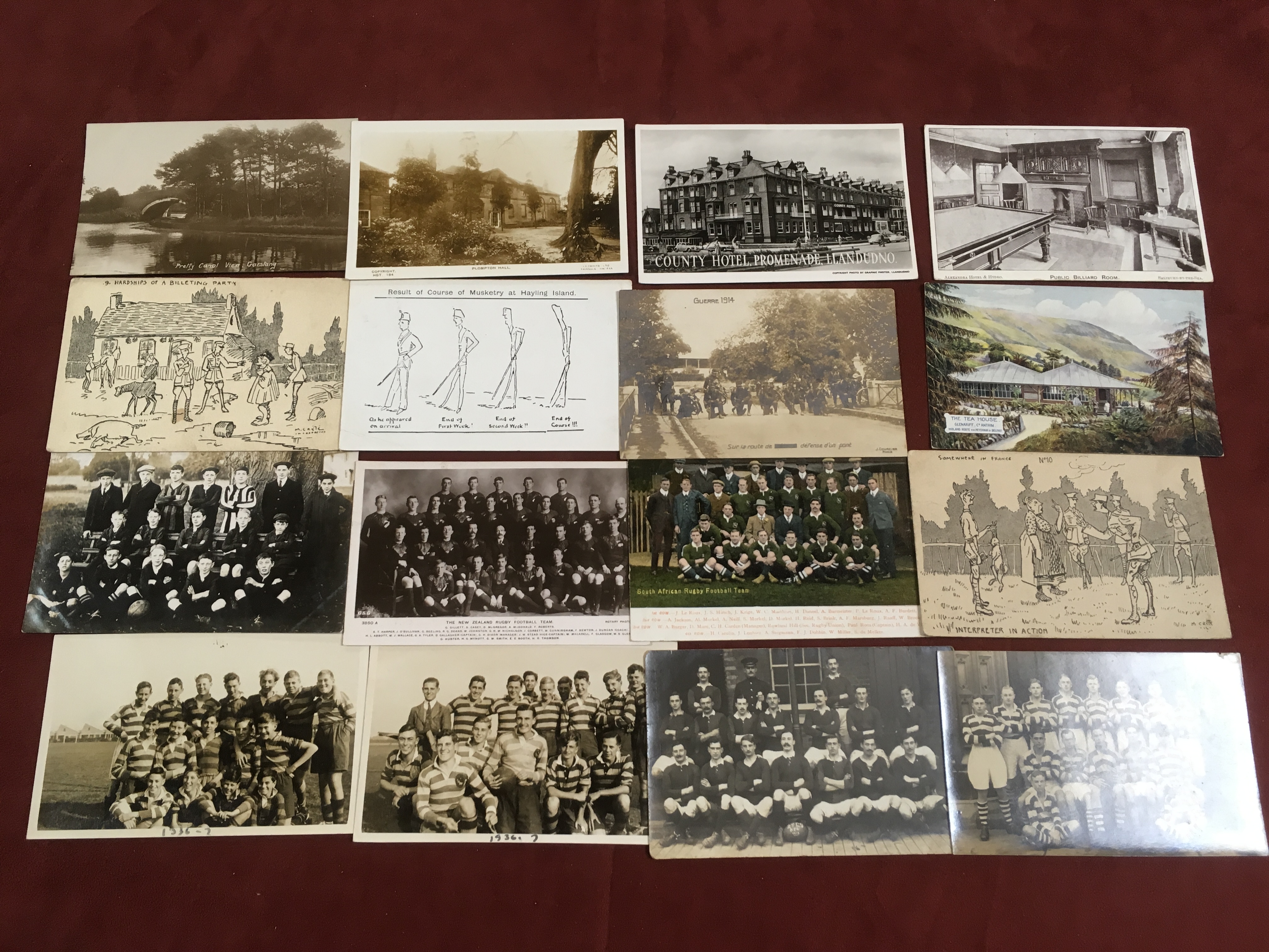 BOX OF OLD POSTCARDS IN TWO FOLDERS AND LOOSE, NORFOLK BROADS, WW1, WALES, RUGBY TEAMS ETC. - Image 2 of 3