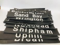 APPROX 30 VINTAGE PAPER WEST COUNTY BUS DESTINATION SIGNS