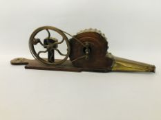 C19 WOODEN AND BRASS MECHANICAL PEAT BELLOWS