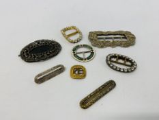 A COLLECTION OF ASSORTED VINTAGE BELT BUCKLES TO INCLUDE ENAMELED & BEADED DESIGNS (8)