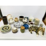 COLLECTION OF STUDIO POTTERY TO INCLUDE PLATES, POTS & VASES,