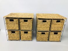 TWO SEAGRASS FOUR DRAWER RACKS - EACH W 34CM. D 25CM. H 33CM.