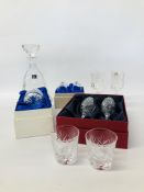 COLLECTION OF ROYAL DOULTON CUT GLASS CRYSTAL TO INCLUDE DRINKING GLASSES, SERVIETTE RINGS,