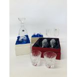 COLLECTION OF ROYAL DOULTON CUT GLASS CRYSTAL TO INCLUDE DRINKING GLASSES, SERVIETTE RINGS,