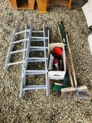A SECTIONAL ALUMINIUM LADDER WITH ACCESSORIES,