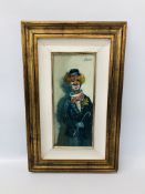 OIL ON CANVAS "CLOWN STUDY" BEARING SIGNATURE ELIO VITALI - 34 X 14.5CM.