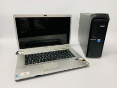 SONY VAIO LAPTOP COMPUTER MODEL PCG-3D1M WINDOWS VISTA WITH CHARGER (S/N 282774625017682) AND