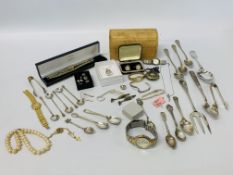 COLLECTION OF SILVER JEWELLERY, COSTUME JEWELLERY,