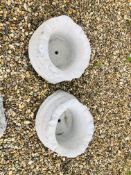 A PAIR OF SACK DESIGN STONEWORK GARDEN PLANTERS HEIGHT 25CM