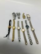 10 X LADIES BRACELET WATCHES MARKED FOSSIL, EVE MON CROIS, ANNE KLEIN, GOGO, LOTUS, DAYMOND RENE,