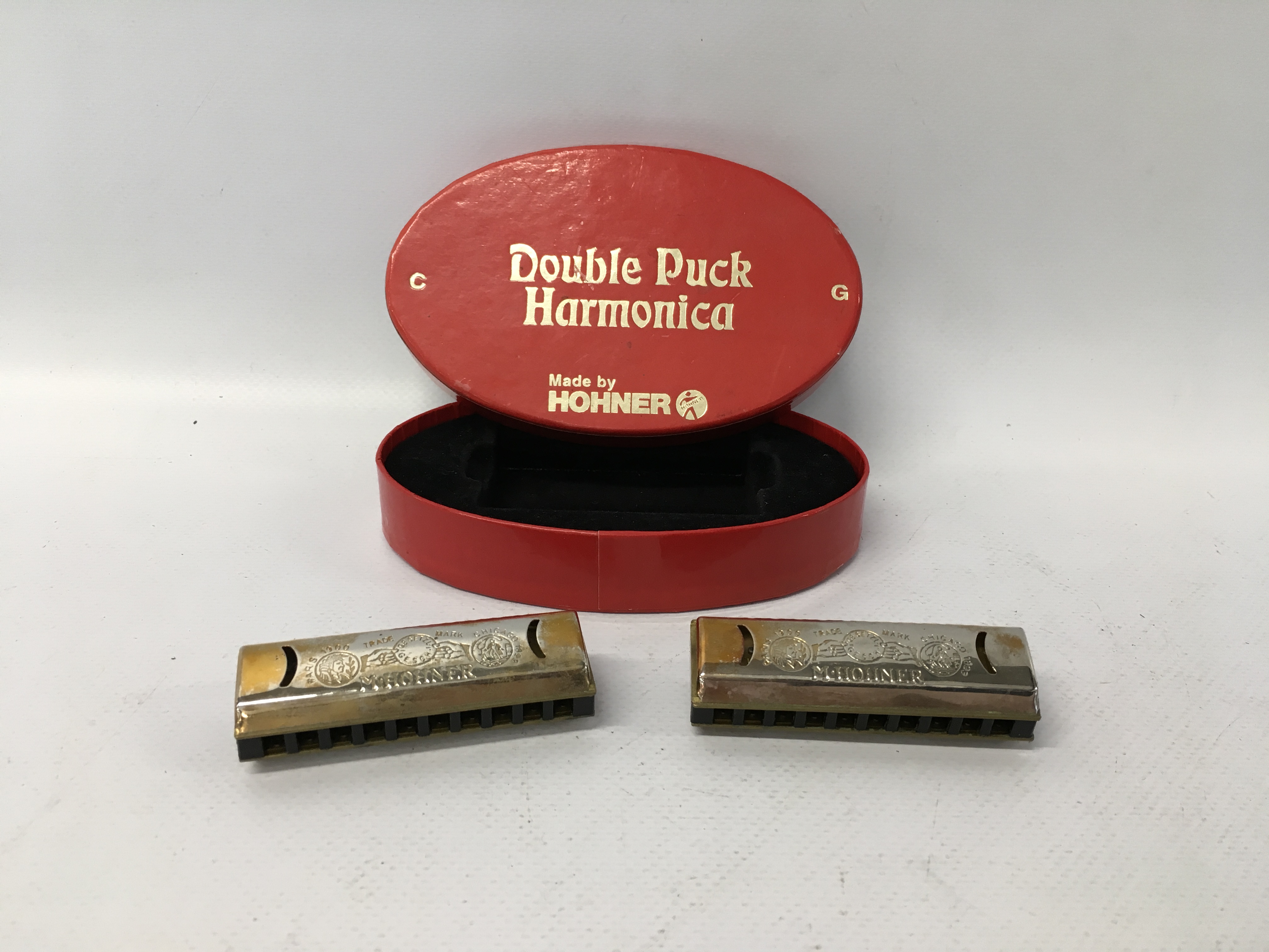 HOHNER DOUBLE PUCK HARMONICA IN ORIGINAL FITTED BOX