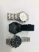 3 X GENTS WRIST WATCHES MARKED FILIPPO LORETI AND PHILIP WATCH - SOLD AS SEEN