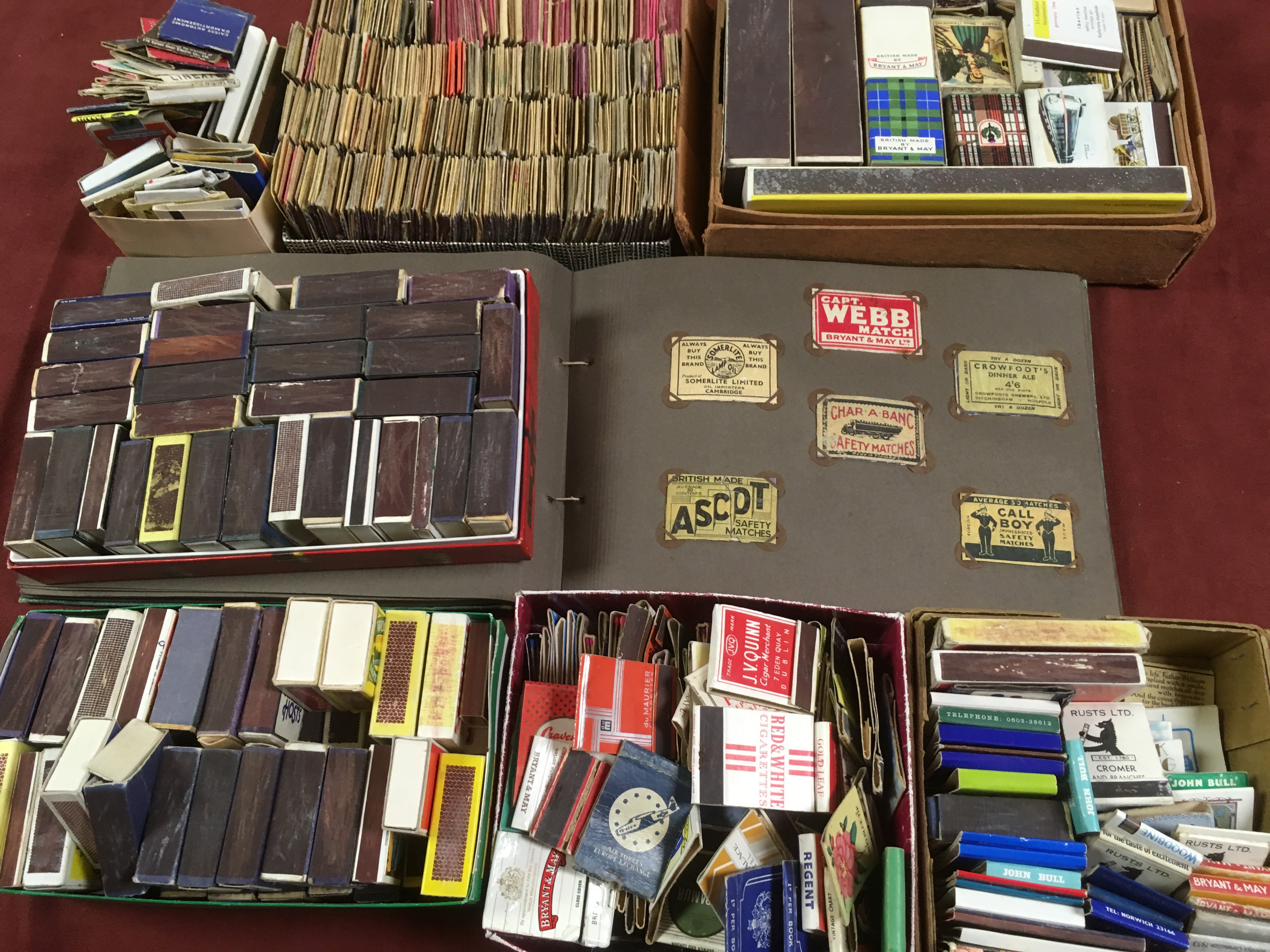 BOX WITH MIXED POSTCARDS, LARGE QUANTITY MATCHBOX LABELS AND BOOKS IN FOLDER AND LOOSE. - Image 2 of 2