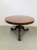 A VICTORIAN MAHOGANY CIRCULAR TABLE WITH TILT TOP DIAMETER 122.