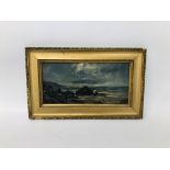 GILT FRAMED OIL ON CANVAS OF COASTAL SCENE NO VISIBLE SIGNATURE