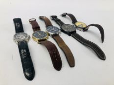 5 X GENTS WRIST WATCHES TO INCLUDE MARKED SEKONDA, HILFIGER,