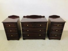 MODERN MAHOGANY FINISH 2 OVER 2 DRAWER CHEST - W 84CM. H 80CM. D 46CM.