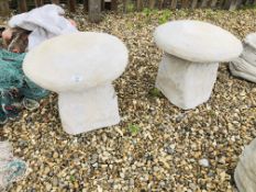 A PAIR OF STONEWORK STADDLE STONES HEIGHT 42CM