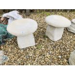 A PAIR OF STONEWORK STADDLE STONES HEIGHT 42CM