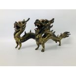 PAIR OF C19 CAST CHINESE DRAGONS WITH A GILDED FINISH A/F