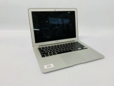 APPLE MACBOOK AIR LAPTOP COMPUTER MODEL A1466 (NO CAHRGER) (S/N C02K55FXDRVD) - SOLD AS SEEN - NO