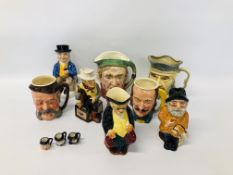 COLLECTION OF 8 CHARACTER / TOBY JUGS TO INCLUDE STAFFORDSHIRE,