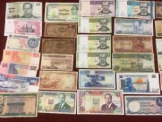 QUANTITY OVERSEAS BANKNOTES WITH SINGAPORE, INDONESIA, KENYA, MALAWI ETC.