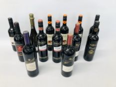 13 X VARIOUS BOTTLES OF WINE TO INCLUDE 3 X CIMAROSA SHIRAZ CABERNET SAUVIGNON,