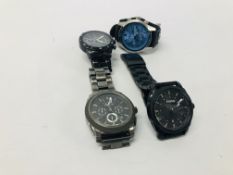 4 X GENTS FOSSIL WRIST WATCHES VARIOUS MODELS - SOLD AS SEEN