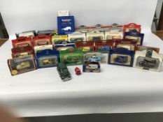 BOX OF ASSORTED BOXED MODEL DIE-CAST VEHICLES TO INCLUDE MANY PROMOTIONAL ETC