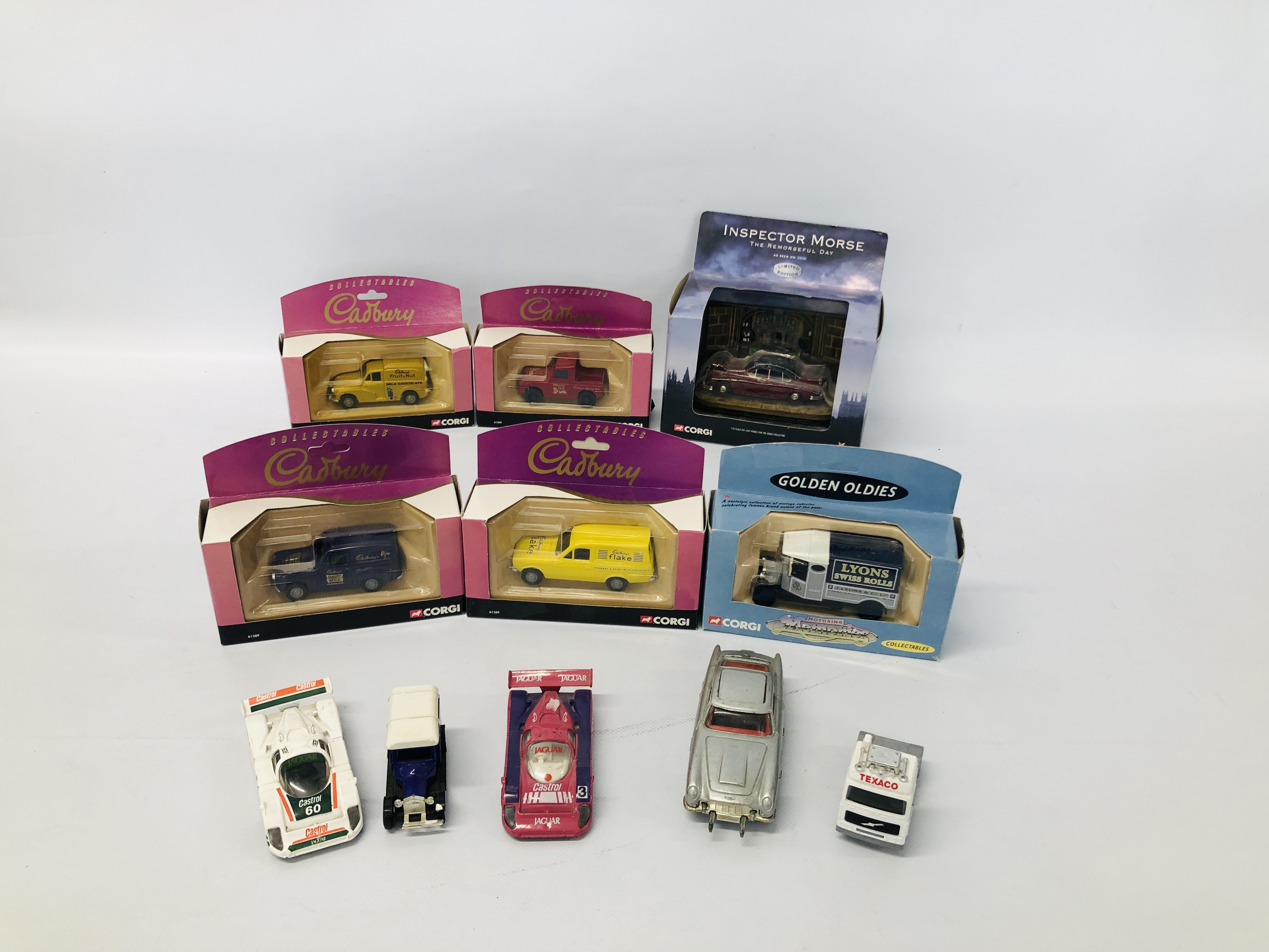 COLLECTION OF CORGI DIE-CAST MODEL VEHICLES TO INCLUDE 4 X CADBURY MODELS, GOLDEN OLDIES,