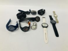 A BAG CONTAINING 10 VARIOUS WRIST WATCHES TO INCLUDE MARKED CASIO G.