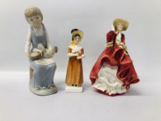 1 X ROYAL DOULTON FIGURINE - TOP OF THE HILL HN1834 ALONG WITH ZAPHIR ORNAMENT YOUNG GIRL AND