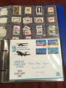 COLLECTION OF STAMPS AND COVERS IN SIX FOLDERS, KUT AND BELIZE FIRST DAY COVERS ETC.