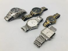 5 X GENTS BRACELET WATCHES MARKED BULOVA, SEIKO, U.S.