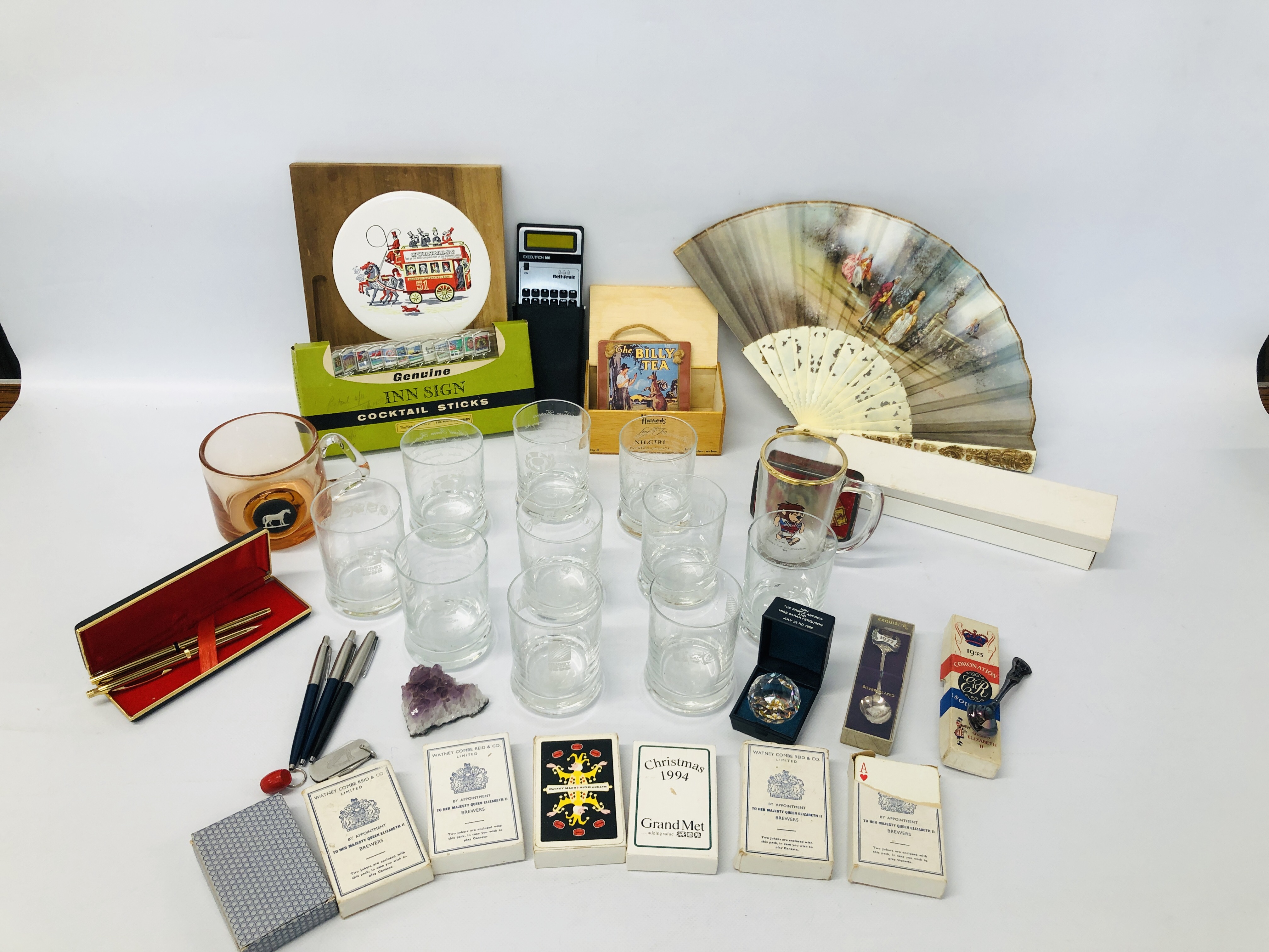 BOX OF ASSORTED BREWERY RELATED ITEMS TO INCLUDE "THE FAMOUS GROUSE WHISKY GLASSES" 10, - Image 2 of 17