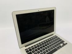 APPLE MACBOOK AIR LAPTOP COMPUTER MODEL A1466 (NO CHARGER) (S/N C17NGRU9G085) - SOLD AS SEEN - NO