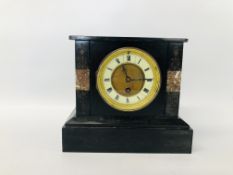 A PAINTED SLATE MANTEL CLOCK