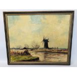 FRAMED OIL ON BOARD "THURNE MILL" BEARING SIGNATURE H.