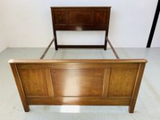 EDWARDIAN MAHOGANY INLAID BED FRAME W 142CM