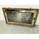 C19TH. RECTANGULAR GILT OVERMANTEL MIRROR HEIGHT 59CM. X WIDTH 99CM.