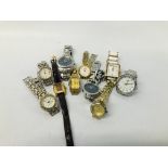 10 X LADIES BRACELET WATCHES MARKED FOSSIL, EVE MON CROIS, ANNE KLEIN, GOGO, LOTUS, DAYMOND RENE,