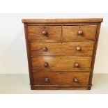 VICTORIAN MAHOGANY TWO OVER 3 DRAWER CHEST W 98CM, D 46CM,