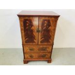 REPRODUCTION FLAME MAHOGANY CABINET W 60CM, D 43CM,