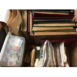 BOX WITH STAMP COLLECTIONS IN TEN ALBUMS AND LOOSE, USA, HUNGARY,