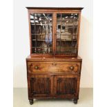 GEORGIAN MAHOGANY SECRETIAIRE BOOK CASE W 107CM, D 53CM,